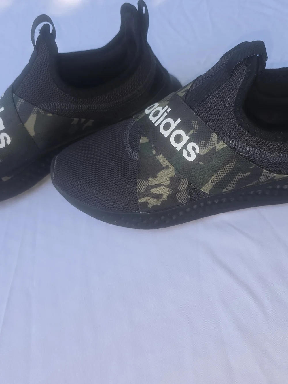 adidas Men’s Black Camo Strap Slip-On Sneakers